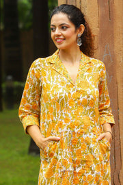 Collared Button Down Dress Yellow