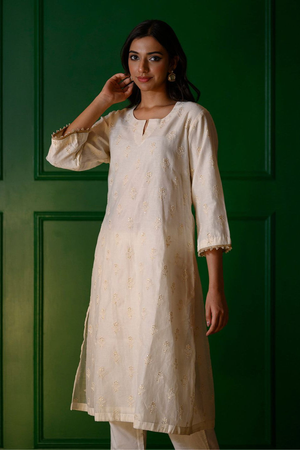 White Booti Chanderi
