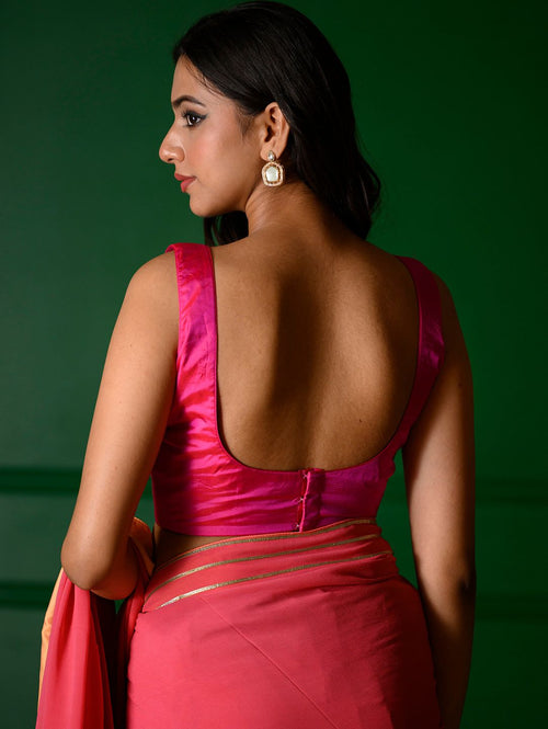 Nazaqat Blouse : Fuscia sqare neckline