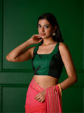 Nazaqat Blouse : Green sqare neckline