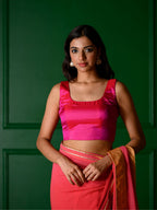 Nazaqat Blouse : Fuscia sqare neckline