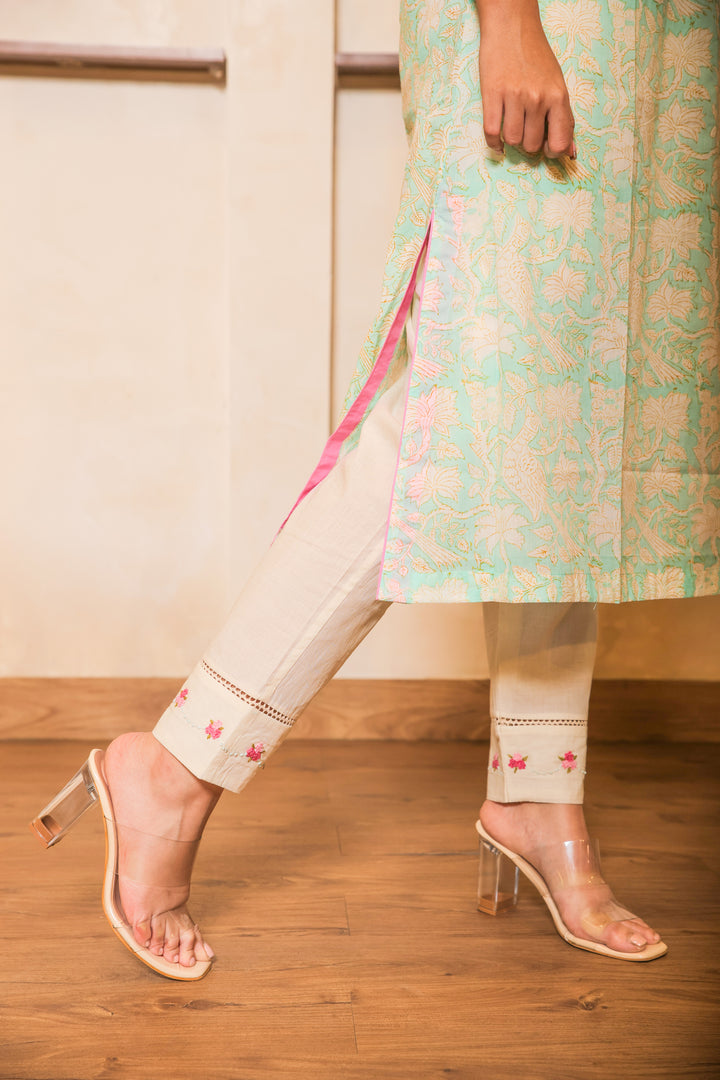 Pant with Hand Embroidery in shades of pink