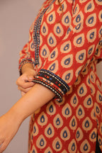 Rust Embroidery Kurta