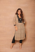Bagru Hand Embroidery yoke kurta