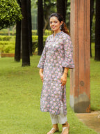 Kurta Pintucks Blue & Pink