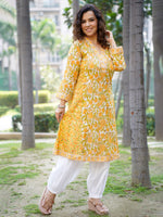 Load image into Gallery viewer, Women&#39;s Cotton Yellow &amp; White Kali Kurti
