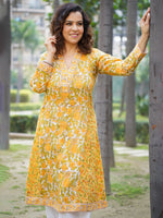 Load image into Gallery viewer, Women&#39;s Cotton Yellow &amp; White Kali Kurti
