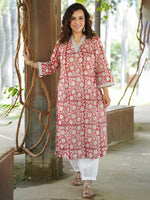 Load image into Gallery viewer, Women&#39;s Cotton Red &amp; White Kurti
