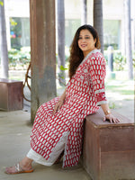 Load image into Gallery viewer, Women&#39;s Red &amp; White A-Line Cotton Kurta