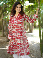 Load image into Gallery viewer, Women&#39;s Red Cotton Kurta
