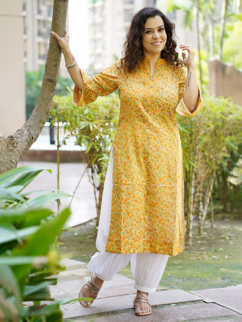 Buy Ada Hand Embroidered Yellow Cotton Lucknowi Chikankari Kurti A911270  Online at Best Prices in India - JioMart.