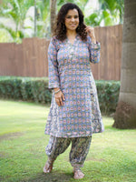 Load image into Gallery viewer, Women&#39;s Cotton Blue &amp; Pink Kurti