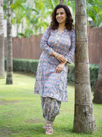 Load image into Gallery viewer, Afghani Salwar Printed Blue - Pink
