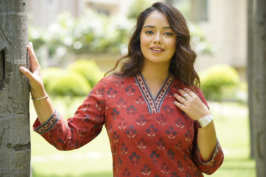 Red Ajrak Straight