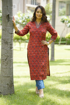 Red Ajrak Straight