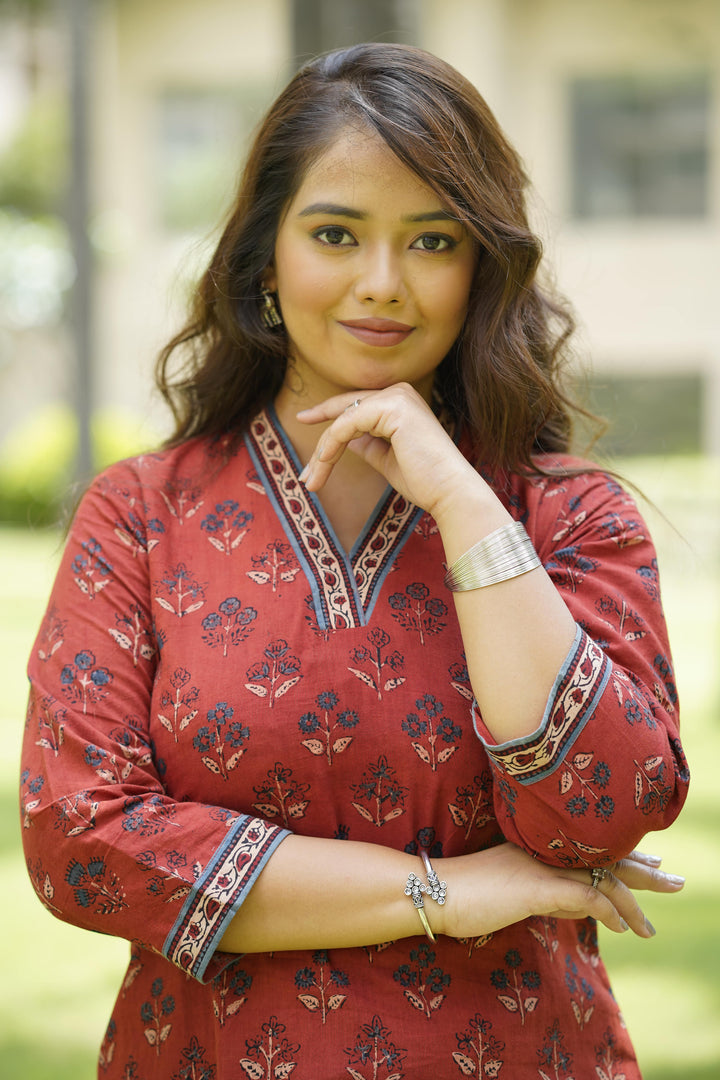 Red Ajrak Straight