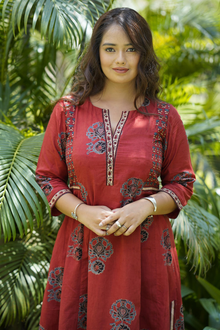 Flared Ajrak Red