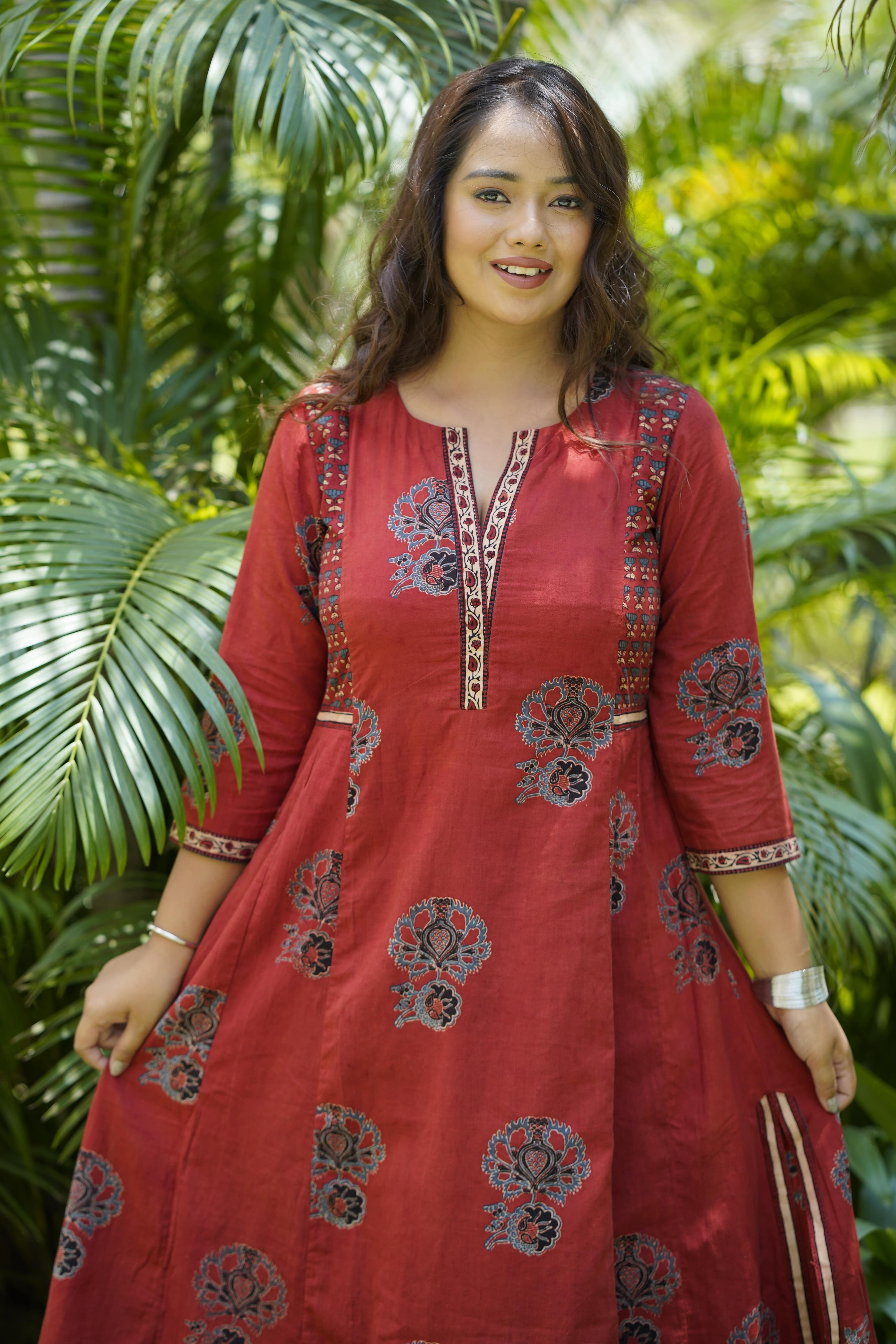 Flared Ajrak Red