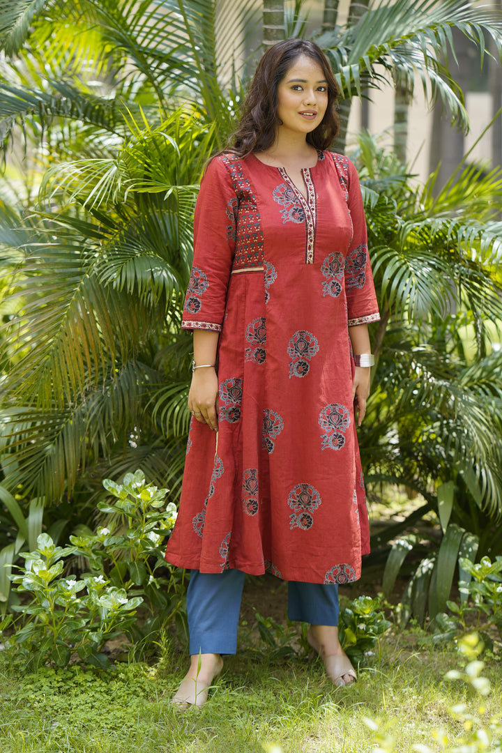 Flared Ajrak Red