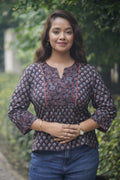 Ajrakh Black & Rust Top