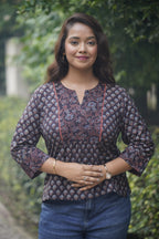 Ajrakh Black & Rust Top