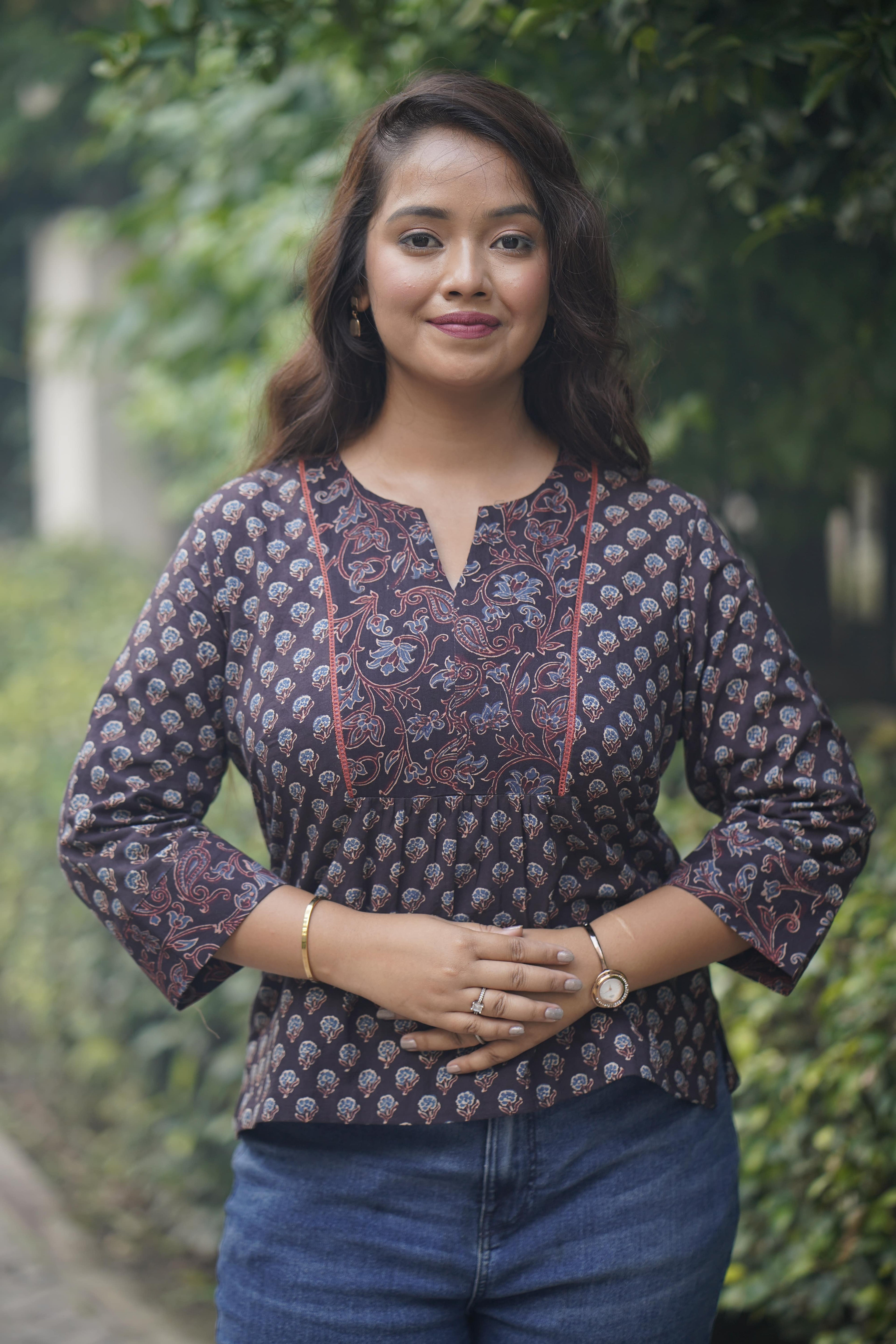 Ajrakh Black & Rust Top
