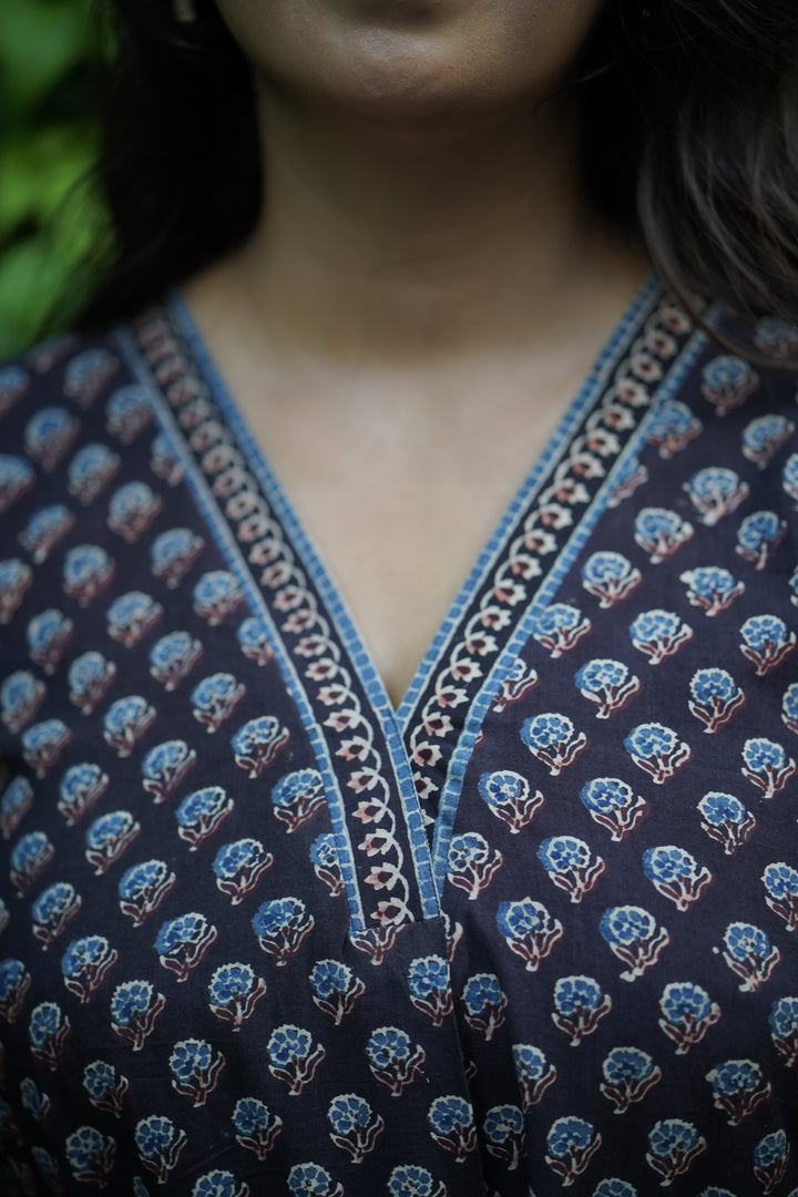 Ajrakh relaxed Black & Rust Top