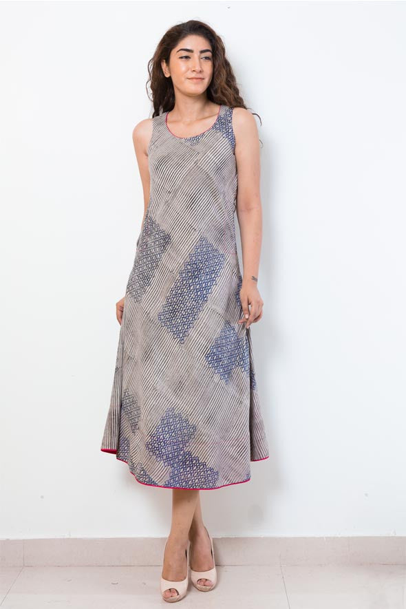 Calf Length Dress- geometric