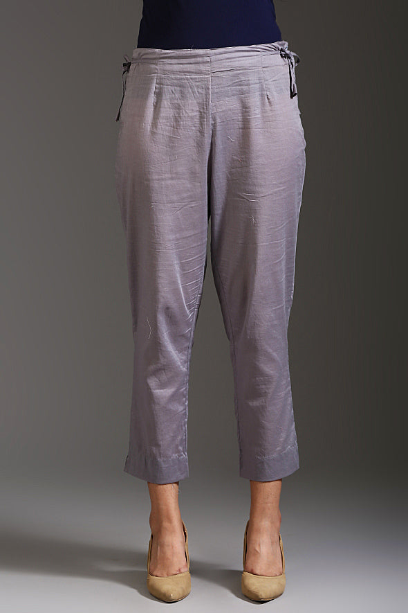 Buy Women's Lilac Grey Pencil Pants, Cotton Pants