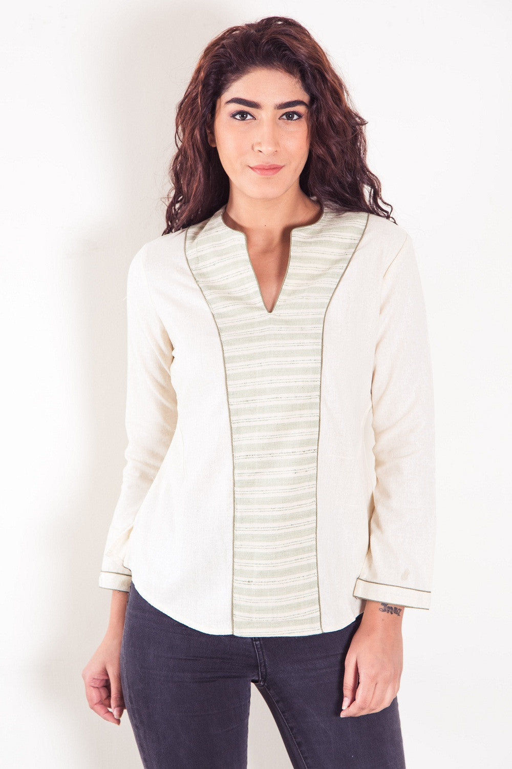 Noir silk panelled Top