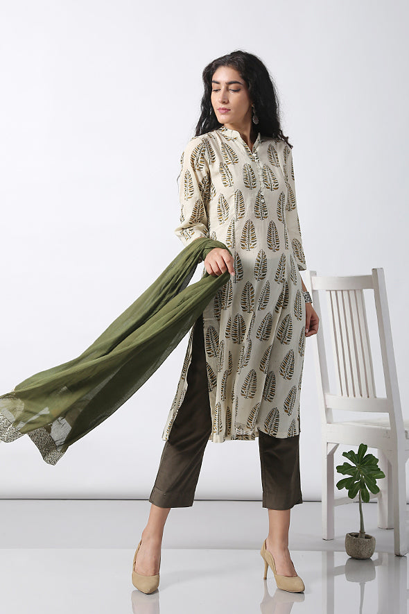 Women's Designer  Dupatta  ( Olive Green )