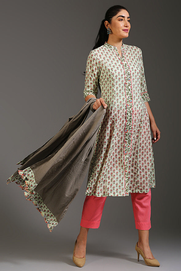 women's Designer  Dupatta  ( QUARTZ GREY )